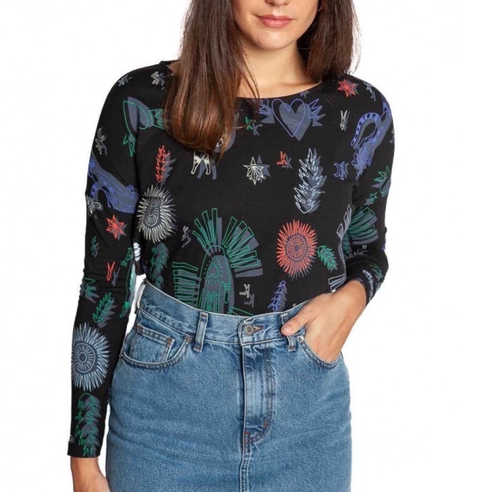 SKFK Zaria GOTS Organic Cotton Art Print Top NWT Size L